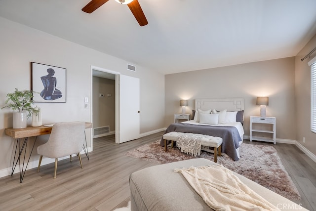 1354 Shadow Ln Unit 102, Fullerton, CA 92831 - bedroom featuring light wood-style floors, a ceiling fan, and multiple windows