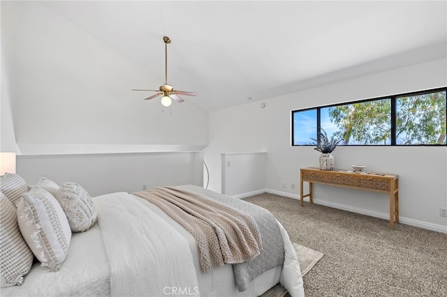 18714 Maplewood Cir, Huntington Beach, CA 92646 - carpeted bedroom featuring vaulted ceiling and ceiling fan