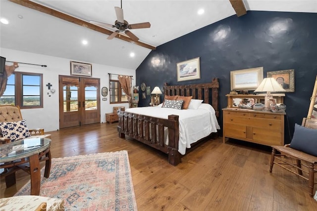 665 Sheehy Rd, Nipomo, CA 93444 - bedroom featuring hardwood / wood-style flooring, access to exterior, recessed lighting, an accent wall, and french doors