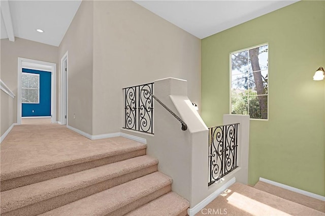 26675 Country Creek Ln, Calabasas, CA 91302 - staircase featuring carpet and baseboards