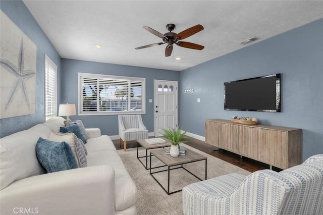 3144 W 154th Pl, Gardena, CA 90249 - living area with wood finished floors, ceiling fan, and recessed lighting