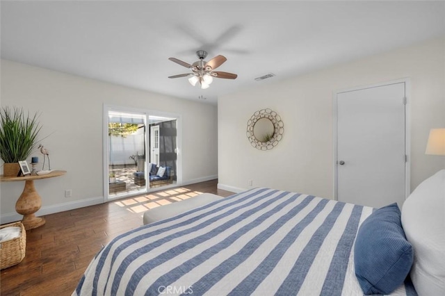 3144 W 154th Pl, Gardena, CA 90249 - bedroom featuring wood-type flooring, access to outside, and ceiling fan
