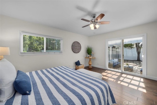 3144 W 154th Pl, Gardena, CA 90249 - bedroom with access to outside, wood finished floors, and ceiling fan