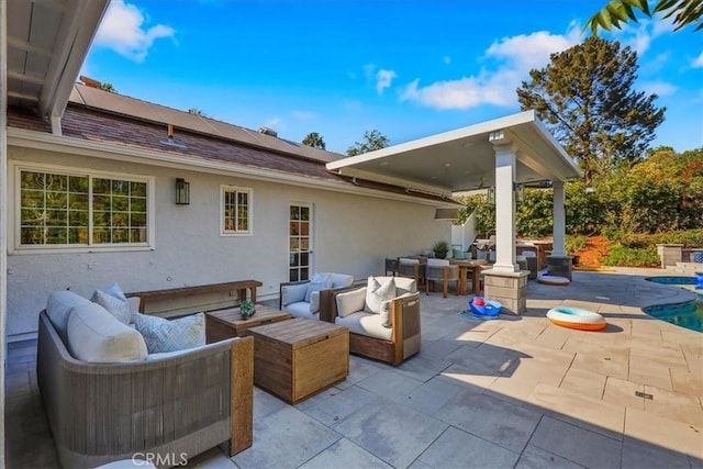 124 Marion Blvd, Fullerton, CA 92835 - view of patio with an outdoor hangout area, outdoor dining area, and an outdoor pool