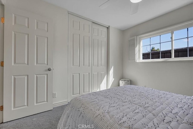 124 Marion Blvd, Fullerton, CA 92835 - bedroom featuring carpet, a closet, and a ceiling fan