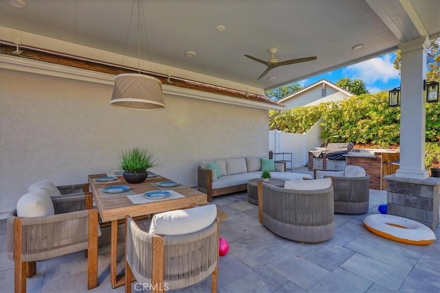 124 Marion Blvd, Fullerton, CA 92835 - view of patio / terrace with an outdoor hangout area and a ceiling fan