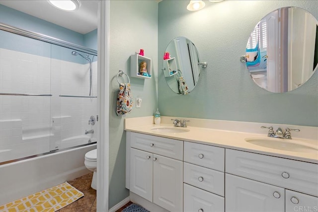 1601 Sapphire, Carlsbad, CA 92011 - full bathroom with double vanity, shower / bath combination with glass door, and tile patterned flooring