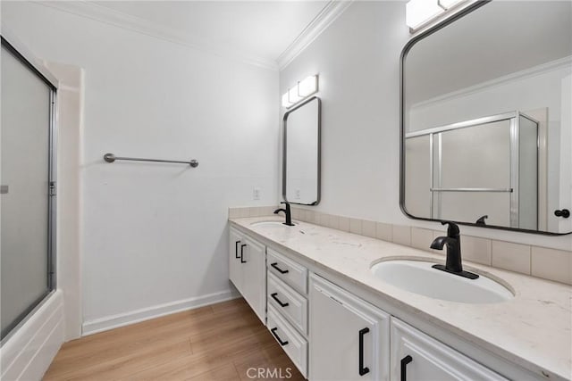 20 Mayapple Way, Irvine, CA 92612 - full bath with ornamental molding, double vanity, and wood finished floors