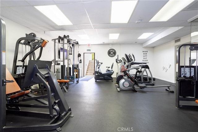 7205 Summertime Ln, Culver City, CA 90230 - gym featuring a paneled ceiling