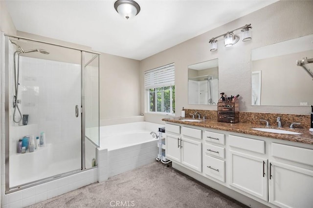 29 Quartz Ln, Ladera Ranch, CA 92694 - bathroom featuring a stall shower, a bath, and double vanity