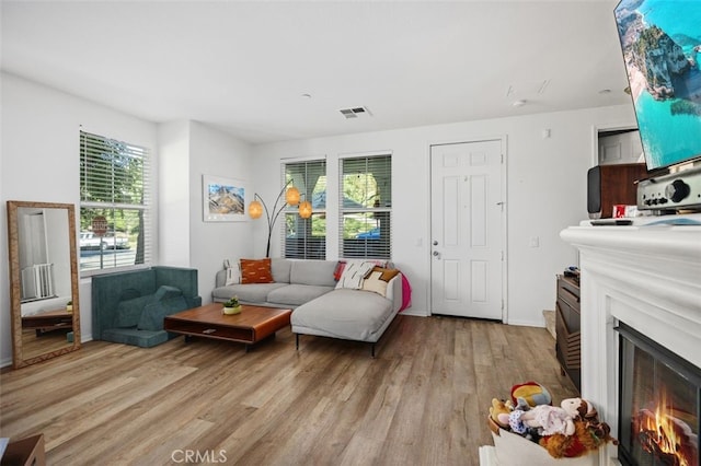 29 Quartz Ln, Ladera Ranch, CA 92694 - living room featuring light wood finished floors and a warm lit fireplace