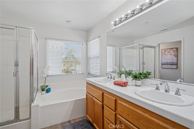 1757 Pierce Ln, Placentia, CA 92870 - bathroom with a stall shower, double vanity, and a garden tub