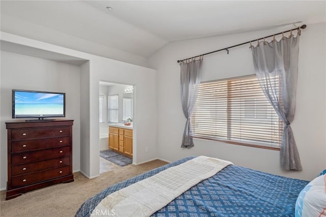 1757 Pierce Ln, Placentia, CA 92870 - bedroom featuring lofted ceiling, light colored carpet, and ensuite bath