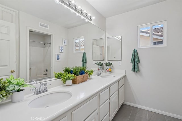 1757 Pierce Ln, Placentia, CA 92870 - full bathroom with double vanity, shower / washtub combination, and tile patterned flooring