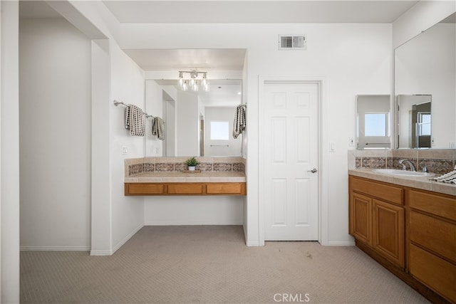 420 Augusta Ln, Placentia, CA 92870 - bathroom with plenty of natural light, vanity, and a chandelier