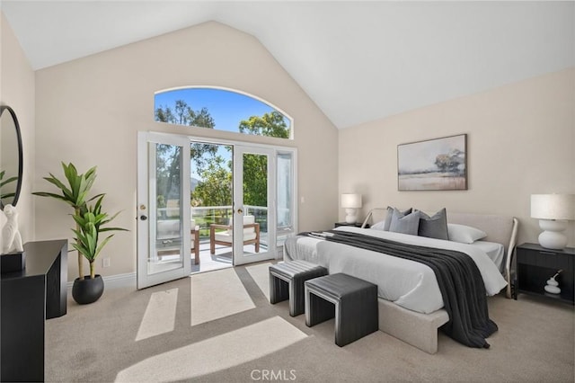 61 Clermont, Newport Coast, CA 92657 - carpeted bedroom with access to exterior and high vaulted ceiling