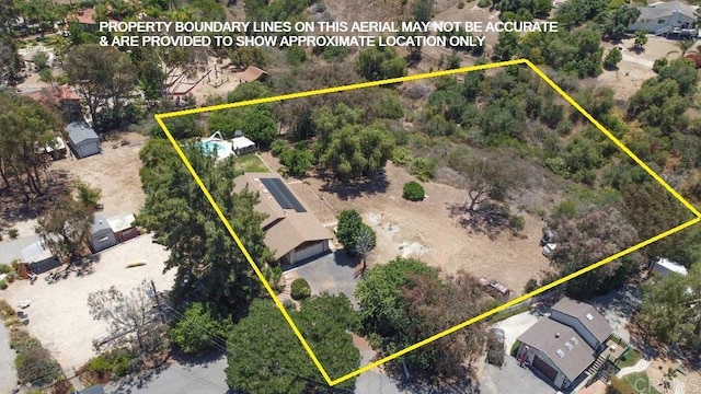 3096 Coral Tree Ln, Fallbrook, CA 92028 - aerial view of property and surrounding area with property parcel outlined