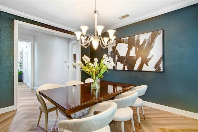 3090 Mangular Ave, Corona, CA 92882 - dining area featuring a chandelier and ornamental molding