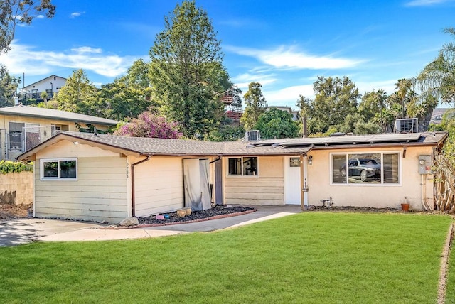 9738 Jamacha Blvd, Spring Valley, CA 91977 - ranch-style home with a front lawn, solar panels, and a shingled roof