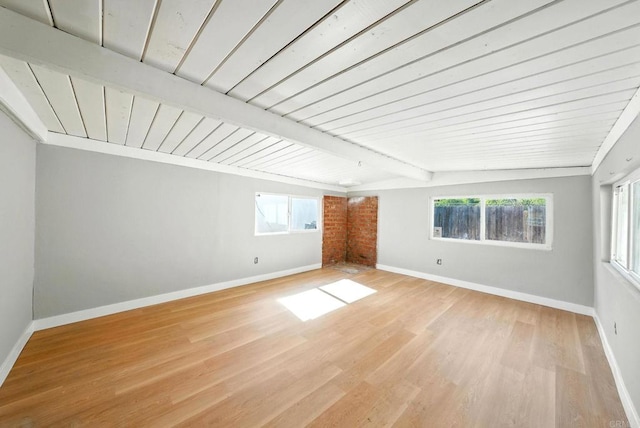 9738 Jamacha Blvd, Spring Valley, CA 91977 - spare room featuring light wood-style flooring and a wooden ceiling with exposed beams