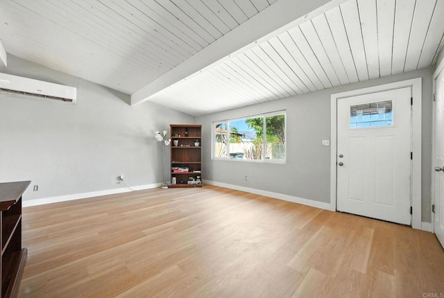 9738 Jamacha Blvd, Spring Valley, CA 91977 - entryway with an AC wall unit, light wood finished floors, and wooden ceiling