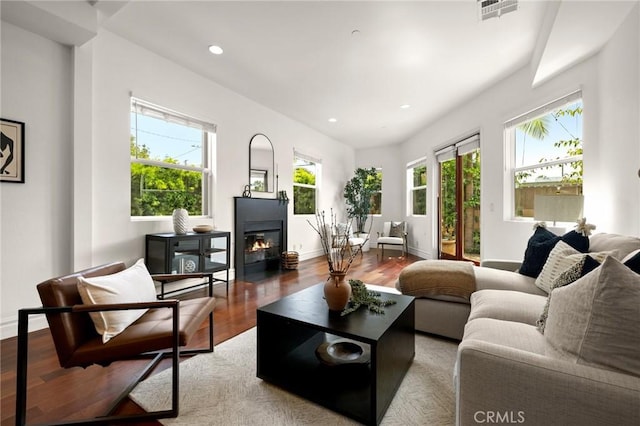 2620 Huntington Ln, Redondo Beach, CA 90278 - living room with wood finished floors, a glass covered fireplace, and recessed lighting