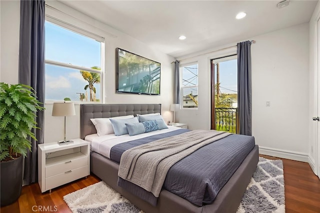 2620 Huntington Ln, Redondo Beach, CA 90278 - bedroom with access to exterior, wood finished floors, and recessed lighting