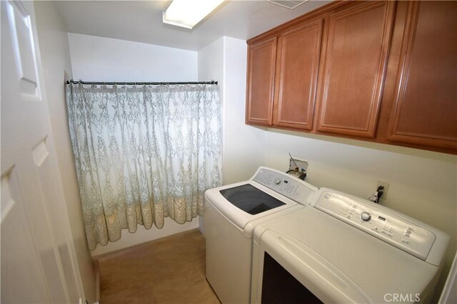 13647 Mesa Linda Ave, Victorville, CA 92392 - laundry area with washer and clothes dryer, light tile patterned flooring, and cabinet space
