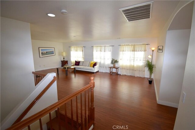 13647 Mesa Linda Ave, Victorville, CA 92392 - hall featuring wood finished floors, arched walkways, and recessed lighting