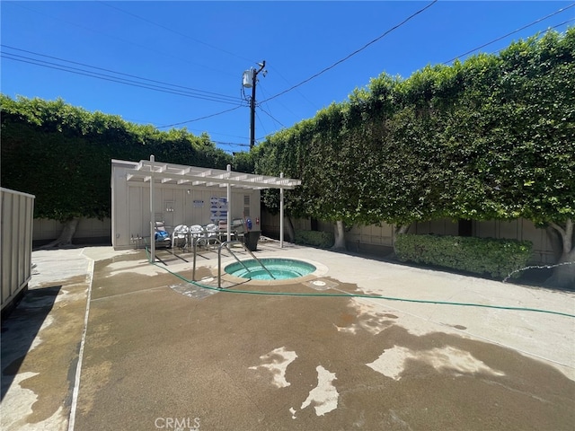 511 E Live Oak Ave Unit 11, Arcadia, CA 91006 - view of swimming pool featuring a community hot tub, a fenced backyard, a patio, and a pergola