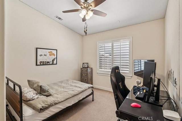 232 Loretta Way, Calimesa, CA 92320 - bedroom featuring carpet, an office area, and a ceiling fan