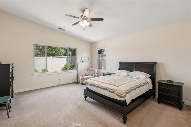 232 Loretta Way, Calimesa, CA 92320 - bedroom with lofted ceiling, carpet floors, and a ceiling fan