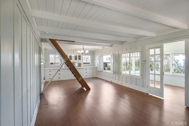 625 High Dr, Laguna Beach, CA 92651 - unfurnished sunroom with a chandelier, beam ceiling, and plenty of natural light