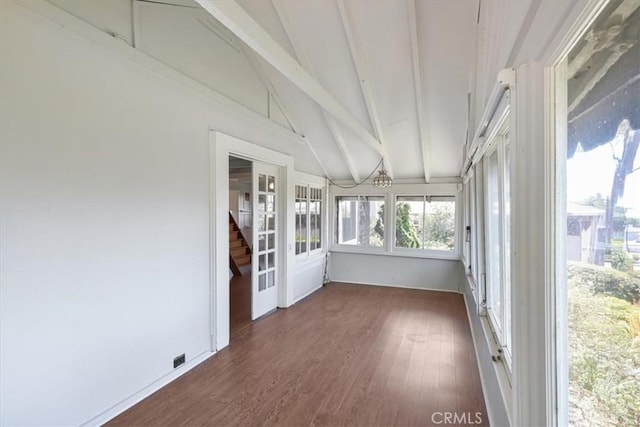 625 High Dr, Laguna Beach, CA 92651 - unfurnished sunroom with beam ceiling, wood finished floors, and high vaulted ceiling