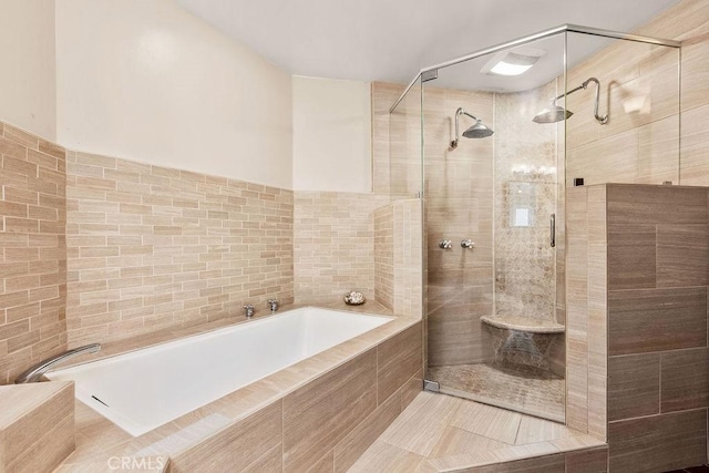 34283 Via Lopez, Dana Point, CA 92624 - full bath with tile walls, a garden tub, a stall shower, and tile patterned flooring