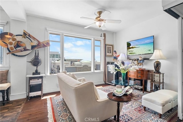 360 W Ocean Blvd Unit 1103, Long Beach, CA 90802 - living area with wood finished floors and ceiling fan