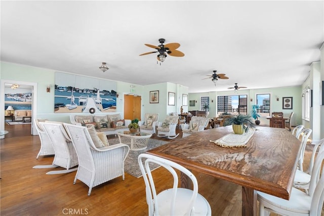 360 W Ocean Blvd Unit 1103, Long Beach, CA 90802 - dining area with a ceiling fan and wood finished floors