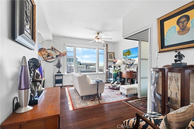 360 W Ocean Blvd Unit 1103, Long Beach, CA 90802 - living room featuring wood finished floors and ceiling fan