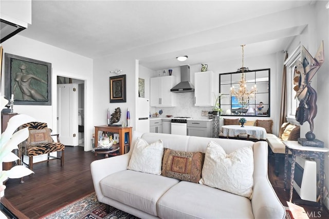 360 W Ocean Blvd Unit 1103, Long Beach, CA 90802 - living area featuring dark wood finished floors and a chandelier