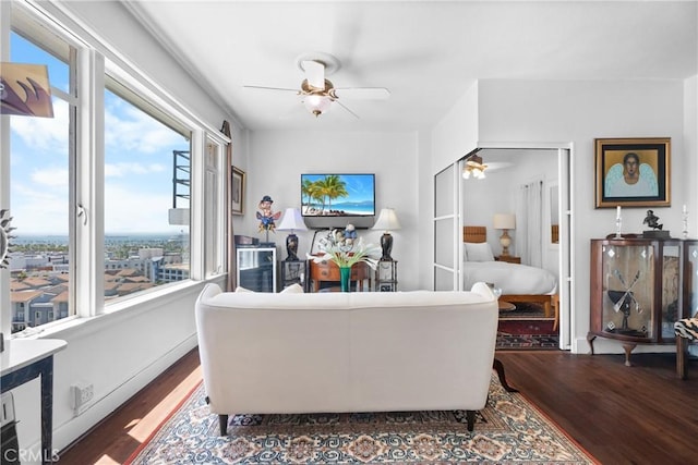 360 W Ocean Blvd Unit 1103, Long Beach, CA 90802 - living area featuring ceiling fan and wood finished floors