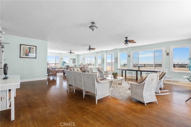 360 W Ocean Blvd Unit 1103, Long Beach, CA 90802 - living room with ceiling fan, plenty of natural light, and wood-type flooring