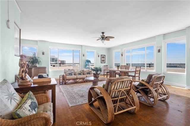 360 W Ocean Blvd Unit 1103, Long Beach, CA 90802 - living room featuring hardwood / wood-style flooring and ceiling fan