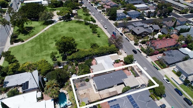 267 E 16th St, Costa Mesa, CA 92627 - aerial view of property and surrounding area with property parcel outlined and nearby suburban area