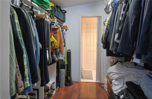 267 E 16th St, Costa Mesa, CA 92627 - spacious closet with wood finished floors and vaulted ceiling