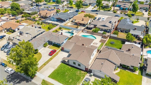 1347 W Princeton St, Ontario, CA 91762 - aerial perspective of suburban area with a pool area