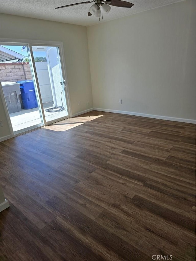 4163 Stotts St, Riverside, CA 92503 - unfurnished room featuring a ceiling fan, dark wood-style flooring, and a textured ceiling