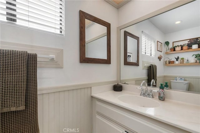 304 S Minnesota Ave, Glendora, CA 91741 - bathroom featuring a wainscoted wall and vanity