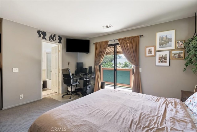 304 S Minnesota Ave, Glendora, CA 91741 - bedroom featuring access to outside, carpet floors, ensuite bath, and an office area