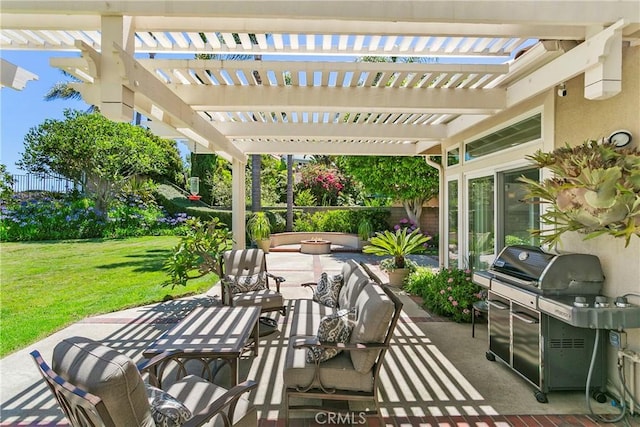 23256 Arelo Ct, Laguna Niguel, CA 92677 - view of patio featuring a grill, a pergola, and an outdoor living space