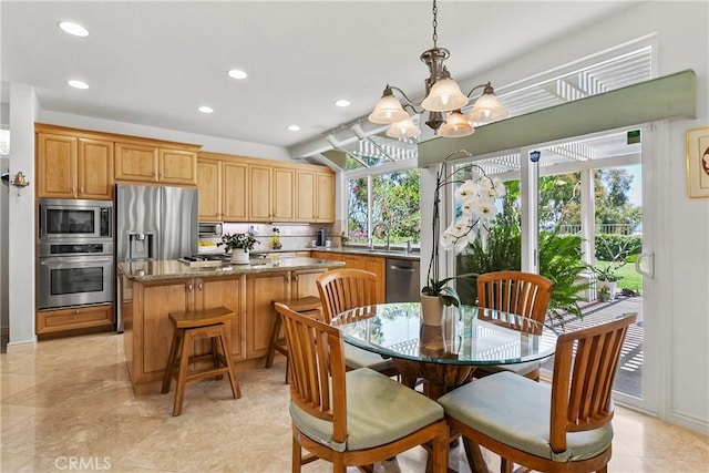 23256 Arelo Ct, Laguna Niguel, CA 92677 - dining space featuring recessed lighting and a chandelier